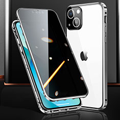 Apple iPhone 14 Plus用ケース 高級感 手触り良い アルミメタル 製の金属製 360度 フルカバーバンパー 鏡面 カバー M03 アップル シルバー