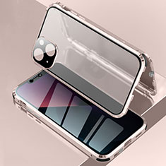 Apple iPhone 14 Plus用ケース 高級感 手触り良い アルミメタル 製の金属製 360度 フルカバーバンパー 鏡面 カバー アップル ローズゴールド