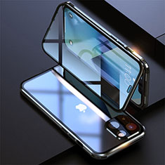 Apple iPhone 14 Plus用ケース 高級感 手触り良い アルミメタル 製の金属製 360度 フルカバーバンパー 鏡面 カバー M08 アップル ブラック