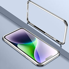 Apple iPhone 14 Plus用ケース 高級感 手触り良い アルミメタル 製の金属製 バンパー カバー LK2 アップル シルバー