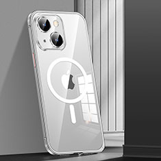 Apple iPhone 14 Plus用ケース 高級感 手触り良い メタル兼プラスチック バンパー Mag-Safe 磁気 Magnetic JL1 アップル シルバー
