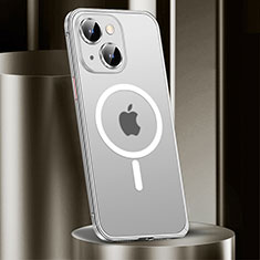 Apple iPhone 14 Plus用ケース 高級感 手触り良い メタル兼プラスチック バンパー Mag-Safe 磁気 Magnetic JL2 アップル シルバー