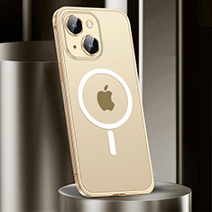 Apple iPhone 14 Plus用ケース 高級感 手触り良い メタル兼プラスチック バンパー Mag-Safe 磁気 Magnetic JL2 アップル ゴールド