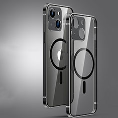 Apple iPhone 14 Plus用ケース 高級感 手触り良い メタル兼プラスチック バンパー Mag-Safe 磁気 Magnetic JL3 アップル ブラック