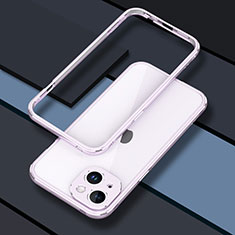 Apple iPhone 14 Plus用ケース 高級感 手触り良い アルミメタル 製の金属製 バンパー カバー JZ1 アップル ラベンダー
