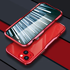 Apple iPhone 14 Plus用ケース 高級感 手触り良い アルミメタル 製の金属製 バンパー カバー LF1 アップル レッド