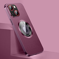 Apple iPhone 14 Plus用ケース 高級感 手触り良いレザー柄 Mag-Safe 磁気 Magnetic QC1 アップル レッド
