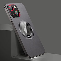 Apple iPhone 14 Plus用ケース 高級感 手触り良いレザー柄 Mag-Safe 磁気 Magnetic QC1 アップル ブラック