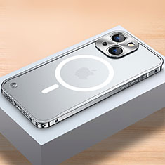 Apple iPhone 14 Plus用ケース 高級感 手触り良い メタル兼プラスチック バンパー Mag-Safe 磁気 Magnetic QC1 アップル シルバー
