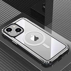 Apple iPhone 14 Plus用ケース 高級感 手触り良い アルミメタル 製の金属製 兼シリコン カバー Mag-Safe 磁気 Magnetic QC1 アップル シルバー