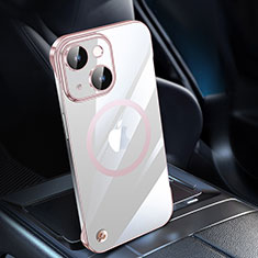 Apple iPhone 14 Plus用ハードカバー クリスタル クリア透明 Mag-Safe 磁気 Magnetic QC1 アップル ローズゴールド