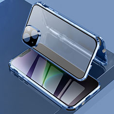 Apple iPhone 14 Plus用ケース 高級感 手触り良い アルミメタル 製の金属製 360度 フルカバーバンパー 鏡面 カバー LK3 アップル ネイビー