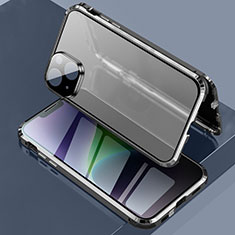 Apple iPhone 14 Plus用ケース 高級感 手触り良い アルミメタル 製の金属製 360度 フルカバーバンパー 鏡面 カバー LK3 アップル ブラック