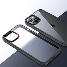 Apple iPhone 14 Plus用ハイブリットバンパーケース クリア透明 プラスチック カバー QC2 アップル ダークグレー