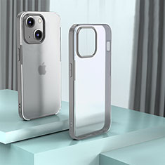 Apple iPhone 14 Plus用ハイブリットバンパーケース クリア透明 プラスチック カバー QC1 アップル ダークグレー