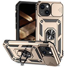 Apple iPhone 14 Plus用ハイブリットバンパーケース プラスチック アンド指輪 マグネット式 MQ1 アップル ゴールド