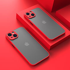 Apple iPhone 14 Plus用ハイブリットバンパーケース クリア透明 プラスチック カバー LS1 アップル レッド