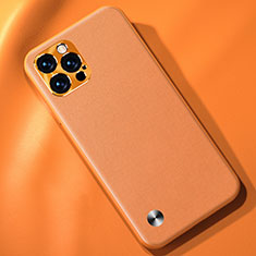 Apple iPhone 14 Pro用ケース 高級感 手触り良いレザー柄 A05 アップル オレンジ
