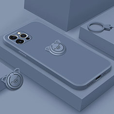 Apple iPhone 14 Pro用極薄ソフトケース シリコンケース 耐衝撃 全面保護 アンド指輪 マグネット式 バンパー A07 アップル ネイビー
