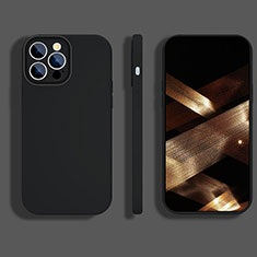 Apple iPhone 14 Pro用360度 フルカバー極薄ソフトケース シリコンケース 耐衝撃 全面保護 バンパー S05 アップル ブラック