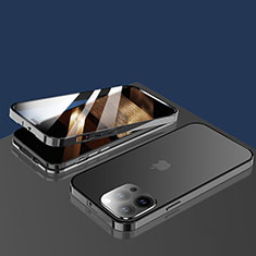Apple iPhone 14 Pro用ケース 高級感 手触り良い アルミメタル 製の金属製 360度 フルカバーバンパー 鏡面 カバー M10 アップル ブラック
