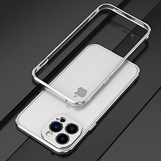 Apple iPhone 14 Pro用ケース 高級感 手触り良い アルミメタル 製の金属製 バンパー カバー アップル シルバー