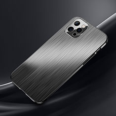 Apple iPhone 14 Pro用ケース 高級感 手触り良い アルミメタル 製の金属製 カバー M02 アップル ブラック