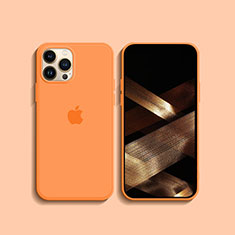 Apple iPhone 14 Pro用360度 フルカバー極薄ソフトケース シリコンケース 耐衝撃 全面保護 バンパー S08 アップル オレンジ
