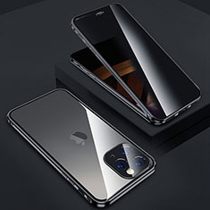 Apple iPhone 14 Pro用ケース 高級感 手触り良い アルミメタル 製の金属製 360度 フルカバーバンパー 鏡面 カバー Z05 アップル ブラック