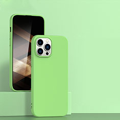 Apple iPhone 14 Pro用360度 フルカバー極薄ソフトケース シリコンケース 耐衝撃 全面保護 バンパー アップル ライトグリーン
