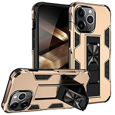 Apple iPhone 14 Pro用ハイブリットバンパーケース プラスチック アンド指輪 マグネット式 S07 アップル ゴールド
