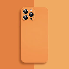 Apple iPhone 14 Pro用360度 フルカバー極薄ソフトケース シリコンケース 耐衝撃 全面保護 バンパー S04 アップル オレンジ