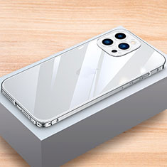 Apple iPhone 14 Pro用ケース 高級感 手触り良い アルミメタル 製の金属製 バンパー カバー LK1 アップル シルバー
