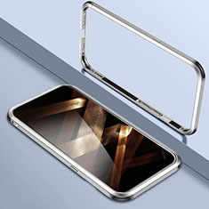 Apple iPhone 14 Pro用ケース 高級感 手触り良い アルミメタル 製の金属製 バンパー カバー LO1 アップル シルバー