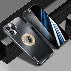 Apple iPhone 14 Pro用ケース 高級感 手触り良い アルミメタル 製の金属製 兼シリコン カバー Mag-Safe 磁気 Magnetic JL1 アップル ブラック
