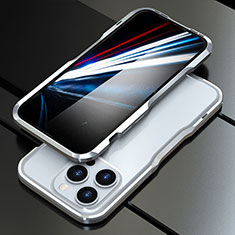 Apple iPhone 14 Pro用ケース 高級感 手触り良い アルミメタル 製の金属製 バンパー カバー LF1 アップル シルバー