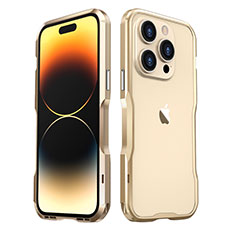 Apple iPhone 14 Pro用ケース 高級感 手触り良い アルミメタル 製の金属製 バンパー カバー LF3 アップル ゴールド
