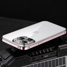 Apple iPhone 14 Pro用ケース 高級感 手触り良い メタル兼プラスチック バンパー LF5 アップル ローズゴールド