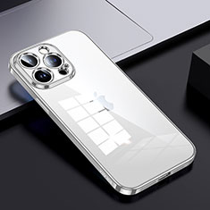 Apple iPhone 14 Pro用ハイブリットバンパーケース クリア透明 プラスチック カバー LD2 アップル シルバー