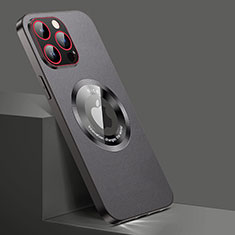 Apple iPhone 14 Pro用ケース 高級感 手触り良いレザー柄 Mag-Safe 磁気 Magnetic QC1 アップル ブラック
