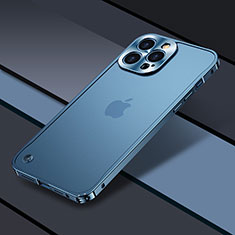Apple iPhone 14 Pro用ケース 高級感 手触り良い メタル兼プラスチック バンパー QC1 アップル ネイビー