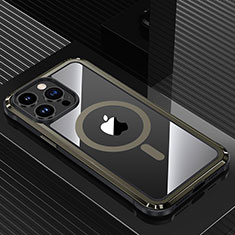 Apple iPhone 14 Pro用ケース 高級感 手触り良い アルミメタル 製の金属製 兼シリコン カバー Mag-Safe 磁気 Magnetic QC1 アップル ブラック