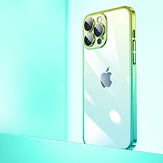 Apple iPhone 14 Pro用ハードカバー クリスタル クリア透明 勾配色 QC1 アップル グリーン