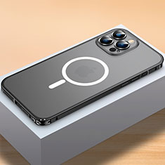 Apple iPhone 14 Pro用ケース 高級感 手触り良い メタル兼プラスチック バンパー Mag-Safe 磁気 Magnetic QC2 アップル ブラック