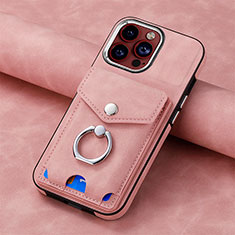 Apple iPhone 14 Pro用シリコンケース ソフトタッチラバー レザー柄 カバー SD15 アップル ピンク