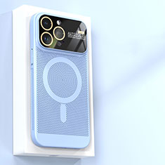 Apple iPhone 14 Pro用ハードケース プラスチック メッシュ デザイン カバー Mag-Safe 磁気 Magnetic JS1 アップル ブルー