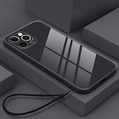 Apple iPhone 14 Pro Max用ハイブリットバンパーケース プラスチック 鏡面 カバー M09 アップル ブラック