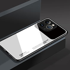 Apple iPhone 14 Pro Max用ハイブリットバンパーケース プラスチック 鏡面 カバー M03 アップル ホワイト