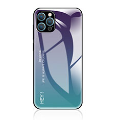 Apple iPhone 14 Pro Max用ハイブリットバンパーケース プラスチック 鏡面 虹 グラデーション 勾配色 カバー アップル パープル