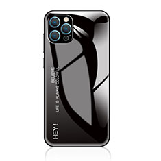 Apple iPhone 14 Pro Max用ハイブリットバンパーケース プラスチック 鏡面 虹 グラデーション 勾配色 カバー アップル ブラック